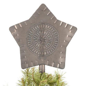 PUNCHED TIN CHRISTMAS STAR Handcrafted Primitive Country Holiday Pierced Tree Topper