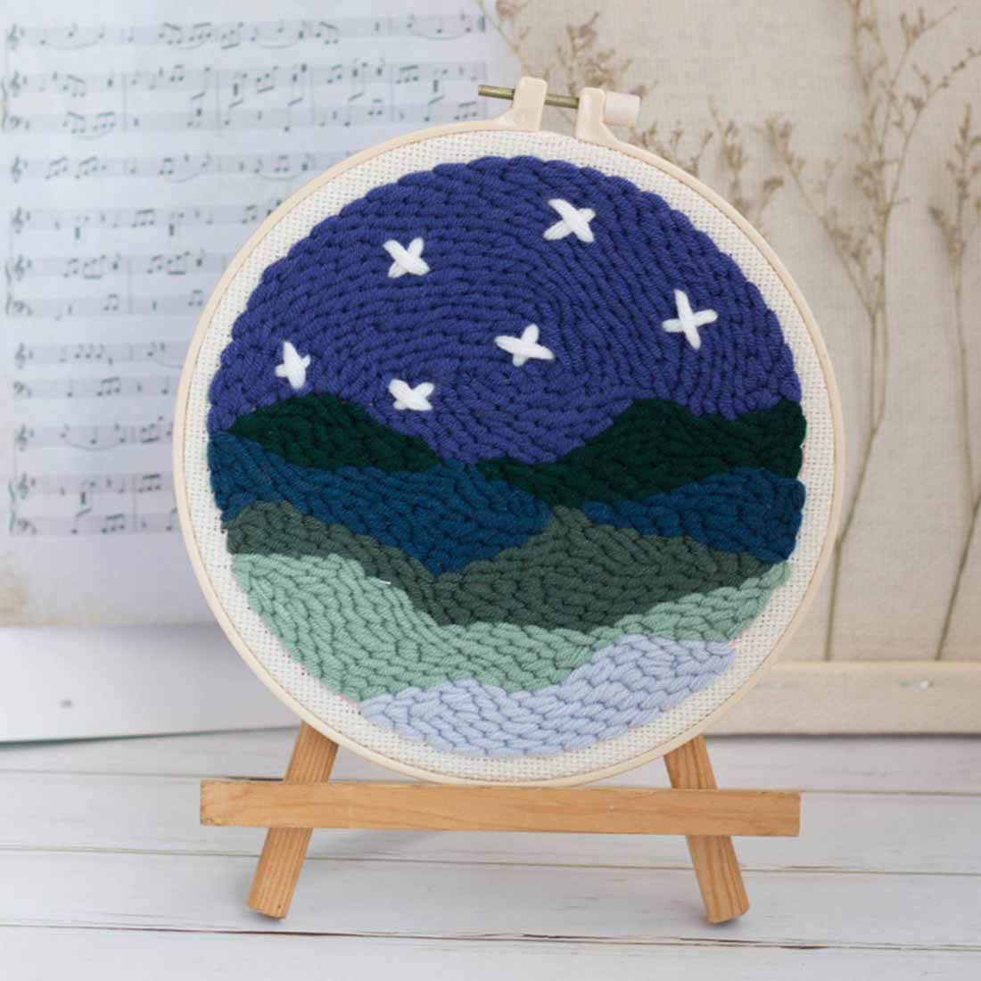 Rural Night DIY Rug Hooking Punch Needle HandCraft