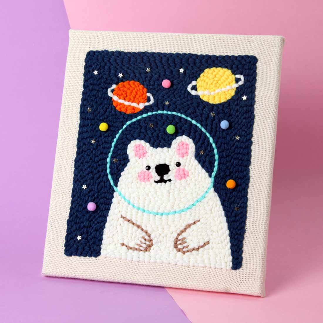 Polar Bear DIY Rug Hooking Punch Needle Embroidery Hand Craft