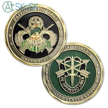 Load image into Gallery viewer, Latest retro coin bronze plated Skull crafts Green Beret metal coin collectible Special Forces Unite States Army challenge coins
