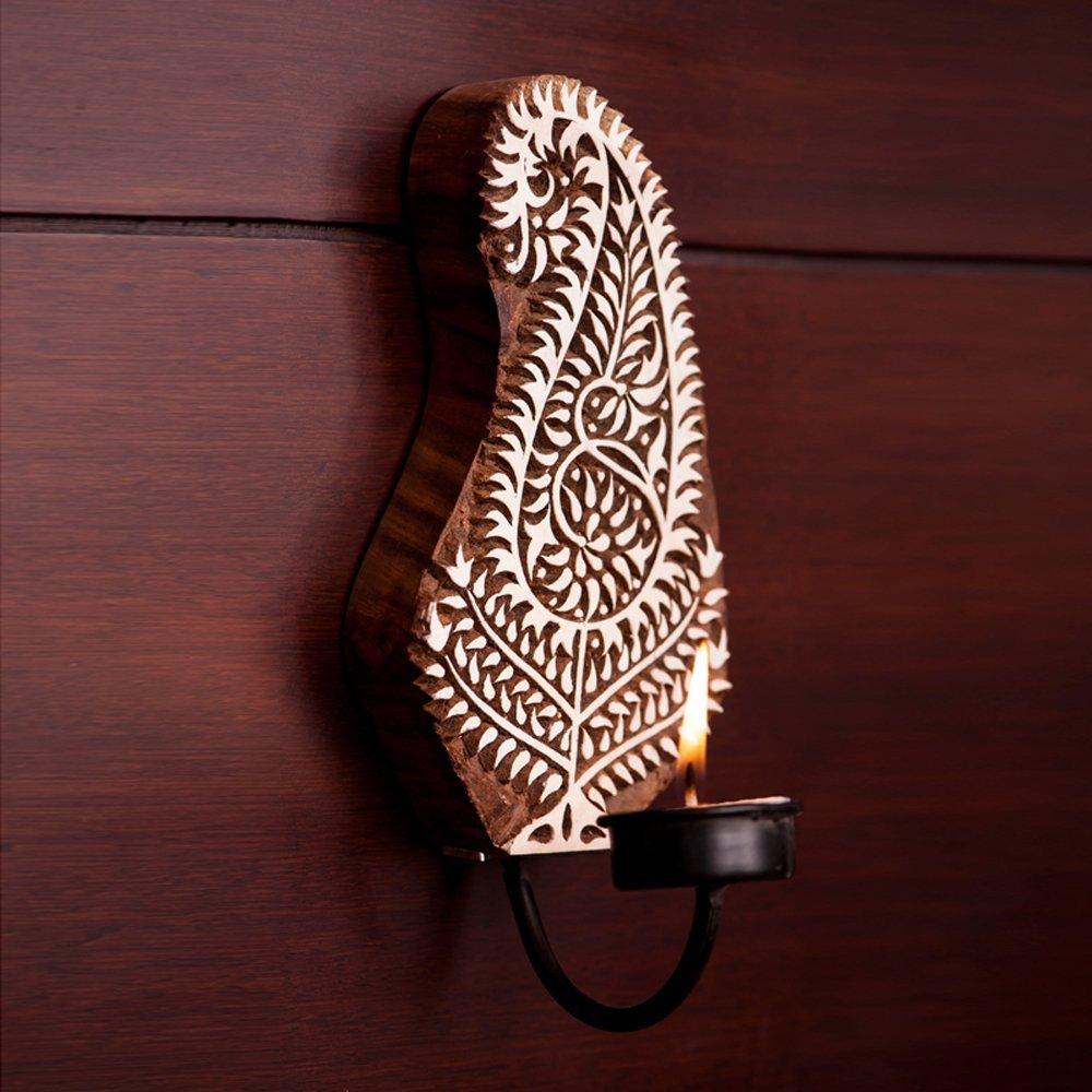 Hand Engraved Wall Wooden Tealight Holder