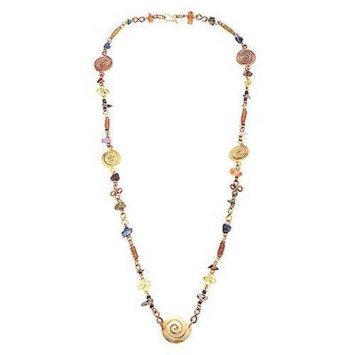 Handcrafted Copper, Brass, and Agate Necklace - Zakale Creations