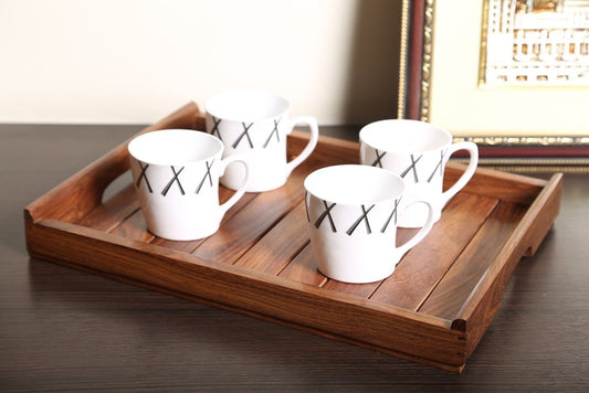 Hand Crafted Brown Wooden Serving Tray In Sheesham Wood