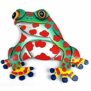 Hand Painted Metal Bullfrog Red Spots Design - Caribbean Craft