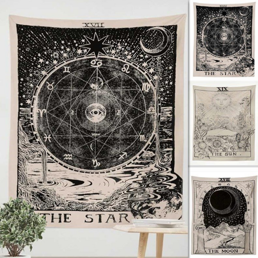 Vintage European Wall Hangings Witchcraft Tapestry Sun Moon Star Arras Carpet Astrology Blanket