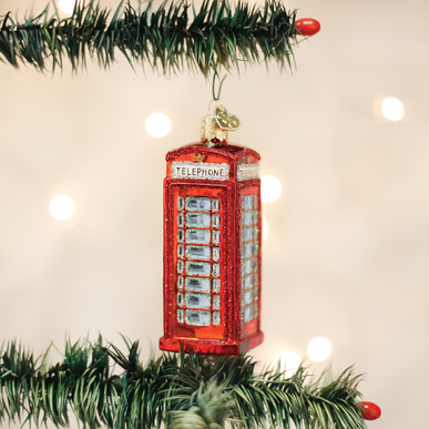 Old World Christmas Handcrafted Blown Glass Ornament - English Phonebooth