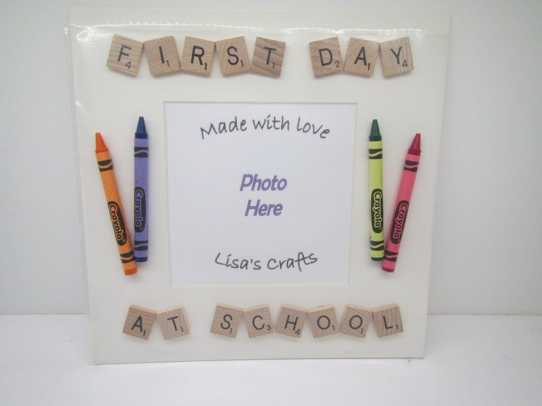 Handcrafted scrabble Picture - First Day at School