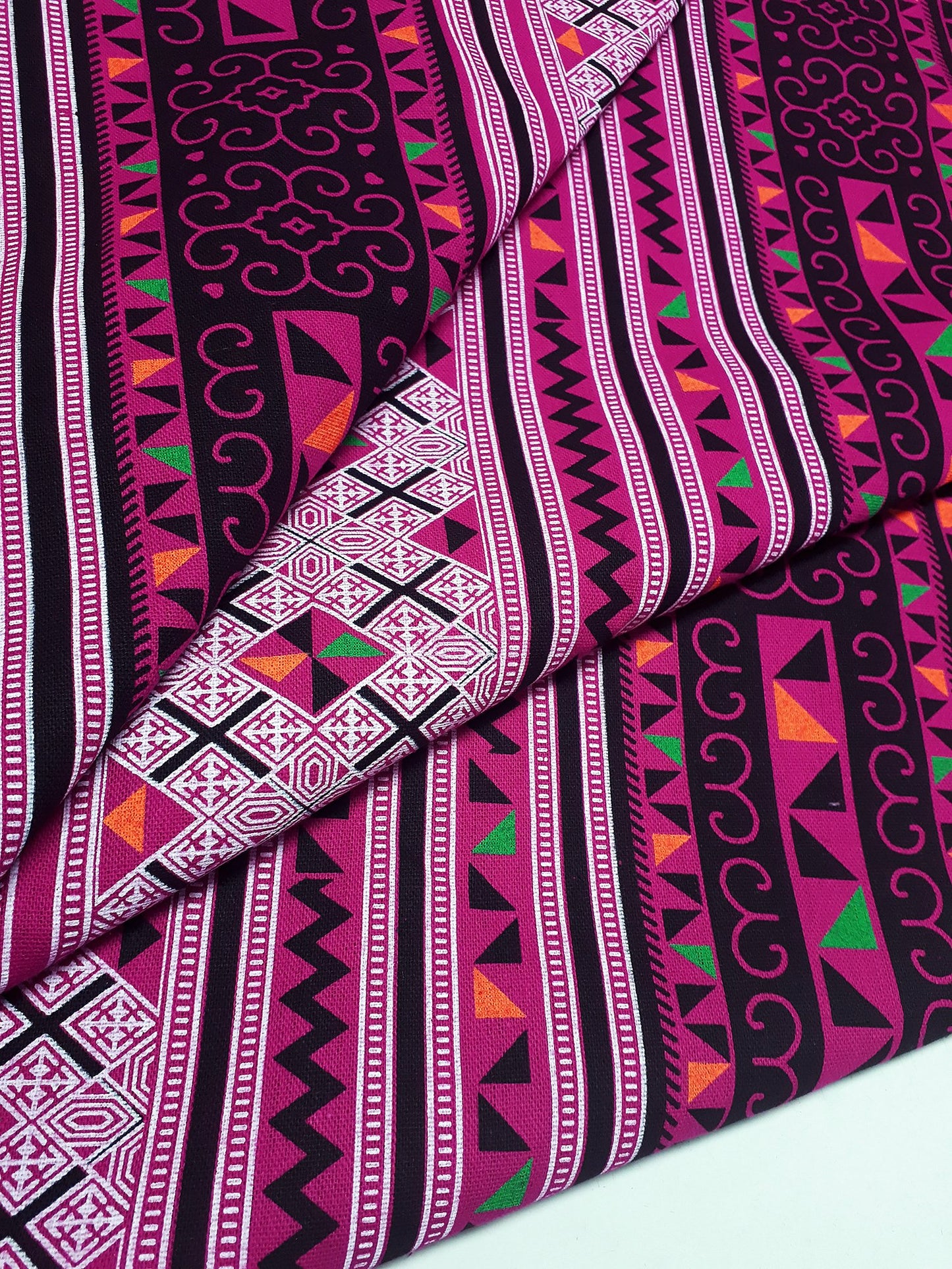 Veradacraft Thai Cotton Fabric Tribal Fabric Native Fabric Ethnic fabric Craft Supplies Hill Tribe Textile 1/2 yard Pink Black (TCF15)