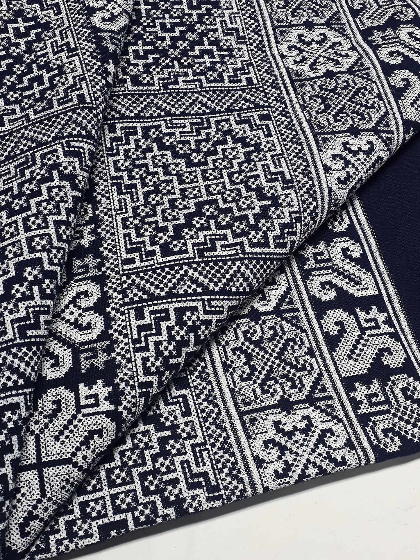 Veradacraft Thai Cotton Fabric Tribal Fabric Native Fabric Ethnic fabric Craft Supplies Hill Tribe Textile 1/2 yard Dark Navy Blue (TCF17)