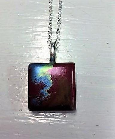Handcrafted unique Red and Blue Resin pendant with chain