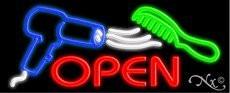 Open Hair Dryer Comb Handcrafted Real GlassTube Neon Sign