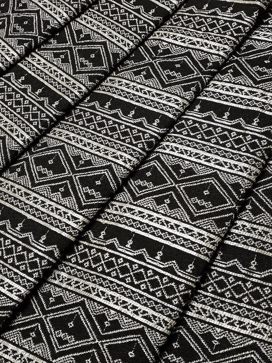 Thai Woven Fabric Tribal Fabric Native Fabric by the yard Ethnic fabric Aztec fabric Craft Supplies Woven Textile 1/2 yard Black (WFF218)