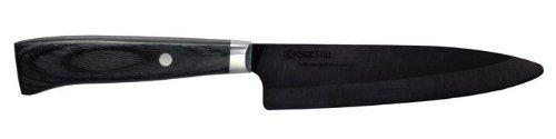 Kyocera Advanced Ceramic LTD Series Utility Knife with Handcrafted Pakka Wood Handle, 5-Inch, Black Blade