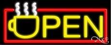 Open With Cup Handcrafted Real GlassTube Neon Sign