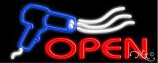 Open Hair Dryer Handcrafted Real GlassTube Neon Sign