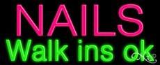 Nails Walk Ins Ok Handcrafted Real GlassTube Neon Sign
