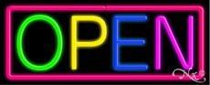 Open Multicolor Handcrafted Real GlassTube Neon Sign