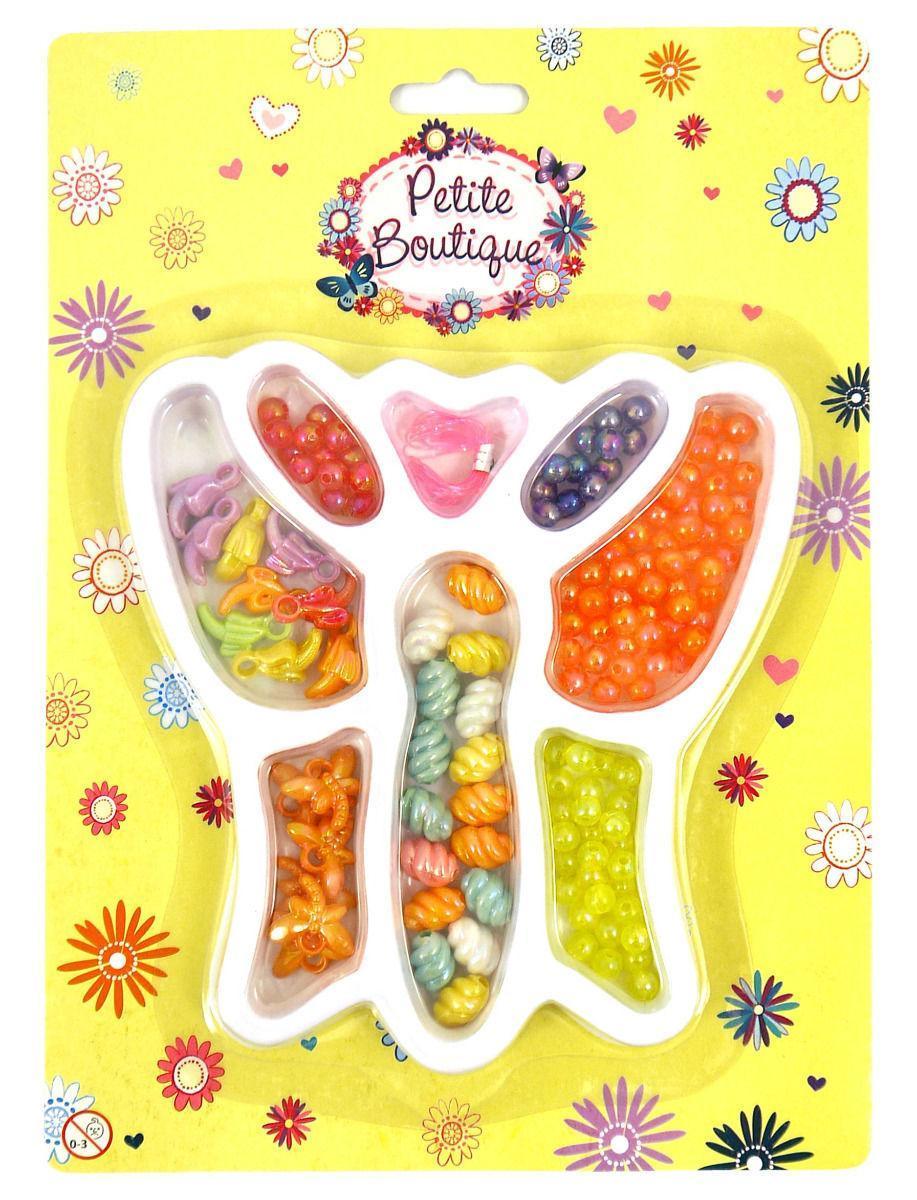 Girls Pretty Craft BEADS KIT in BUTTERFLY TRAY -Necklace, Bracelets & Jewellery  9077