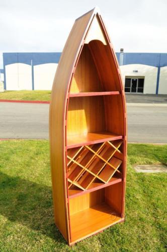 Wooden Handcrafted CANOE WINE SHELF (Size: L: 74 W: 24.5 H: 12.5 Inches)