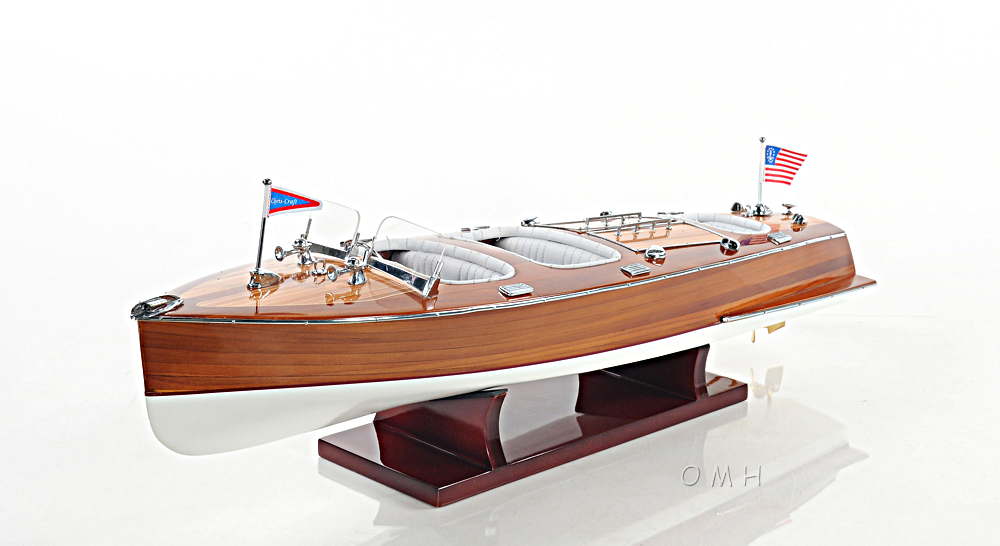 Handcrafted Wooden Chris Craft Triple Cockpit Medium Model Boat