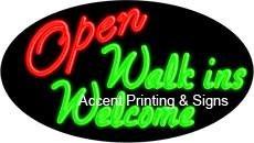 Open Walk-ins Welcome Flashing Handcrafted Real GlassTube Neon Sign