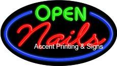 Open Nails Flashing Handcrafted Real GlassTube Neon Sign