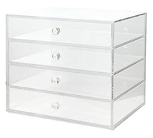 Load image into Gallery viewer, Budget acrylic plastic handcrafted transparent clear 4 tier drawer storage organizer case for jewelry makeup cosmetic oversized 12 7l x 9 8w x 10 9h inches