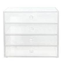 Load image into Gallery viewer, Budget friendly acrylic plastic handcrafted transparent clear 4 tier drawer storage organizer case for jewelry makeup cosmetic oversized 12 7l x 9 8w x 10 9h inches