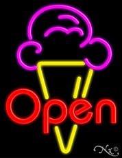Open Ice Cream Cone Handcrafted Real GlassTube Neon Sign