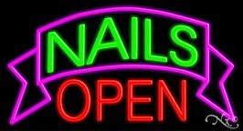 Nails Open Handcrafted Real GlassTube Neon Sign