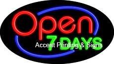 Open 7 Days Flashing Handcrafted Real GlassTube Neon Sign