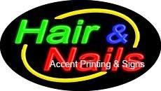 Hair & Nails Flashing Handcrafted Real GlassTube Neon Sign