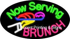 Now Serving Brunch Flashing Handcrafted Real GlassTube Neon Sign