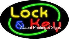 Lock & Key Flashing Handcrafted Real GlassTube Neon Sign