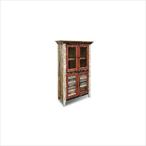 Reclaimed Wood Glass Bookcase