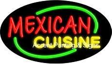 Mexican Cuisine Flashing Handcrafted Real GlassTube Neon Sign
