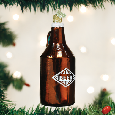 Old World Christmas Handcrafted Blown Glass Ornament - Beer Growler