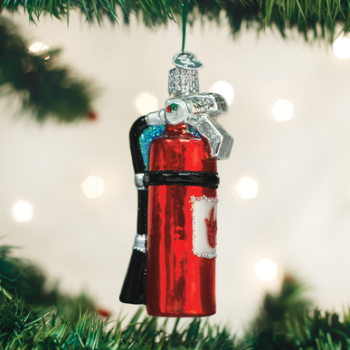 Old World Christmas Handcrafted Blown Glass Ornament - Fire Extinguisher