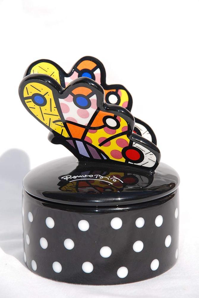 Romero Britto Round Trinket Box by Giftcraft, Choice of Style