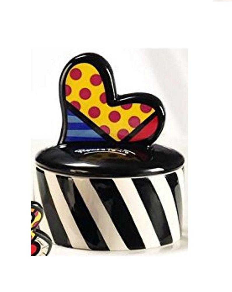 Romero Britto Round Trinket Box by Giftcraft, Choice of Style