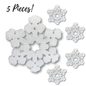 Styrofoam Snowflake Decorations - Set of 5 Large White Glitter Snowflakes - 12" Foam Snowflake - Snowflakes For Window Decorations - Craft Snowflakes(3576)
