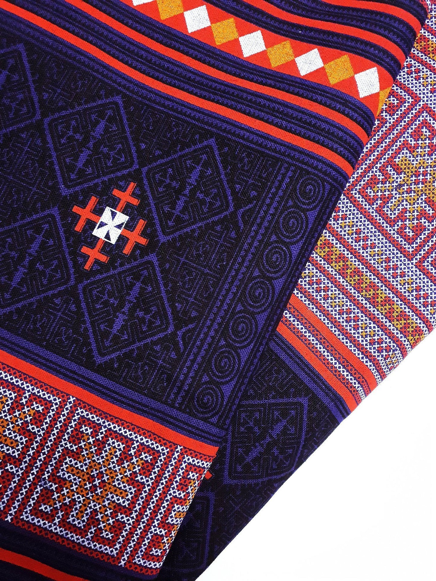 Thai Cotton Fabric Tribal Fabric Native Fabric by the yard Ethnic fabric Craft Supplies Hill Tribe Textile 1/2 yard Violet (TCF4)