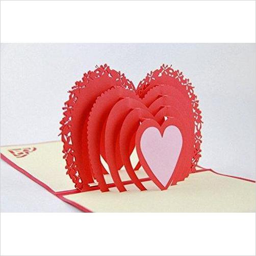 Red Heart - Handmade 3D Pop Up Card