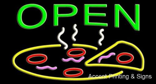 Open, Pizza Handcrafted Real GlassTube Neon Sign