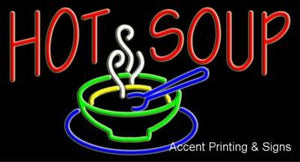 Hot Soup Large Handcrafted Real GlassTube Neon Sign