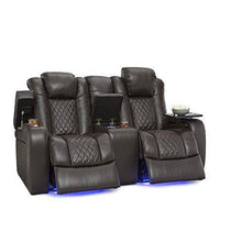 Load image into Gallery viewer, Top rated seatcraft anthem home theater seating leather power recline loveseat with center storage console powered headrests storage and cupholders brown