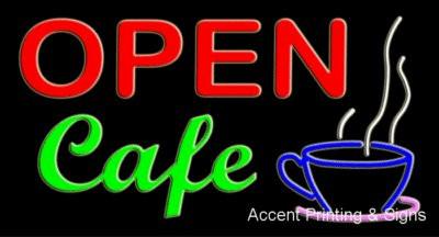 Open Cafe Large Handcrafted Real GlassTube Neon Sign