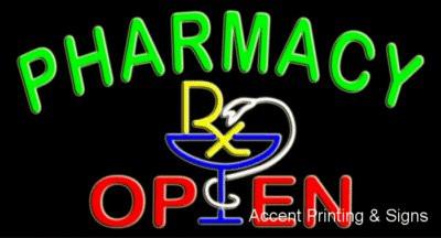 Pharmacy Open Large Handcrafted Real GlassTube Neon Sign