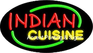 Indian Cuisine Flashing Handcrafted Real GlassTube Neon Sign