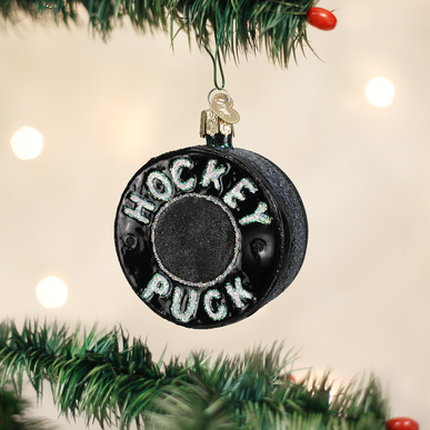 Old World Christmas Handcrafted Blown Glass Ornament - Hockey Puck